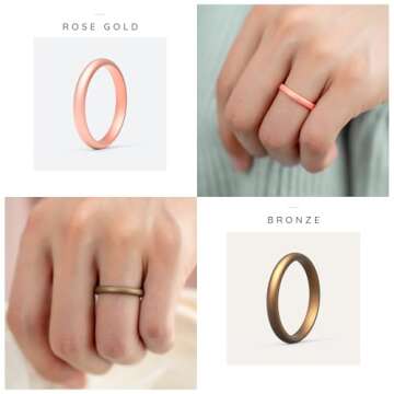 ThunderFit Women's Silicone Stackable Ring Sets for Activewear