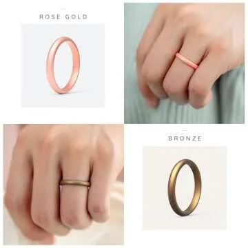 ThunderFit Women's Silicone Stackable Ring Sets for Activewear