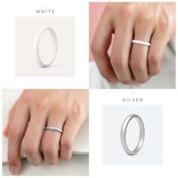 ThunderFit Women's Silicone Stackable Ring Sets for Activewear