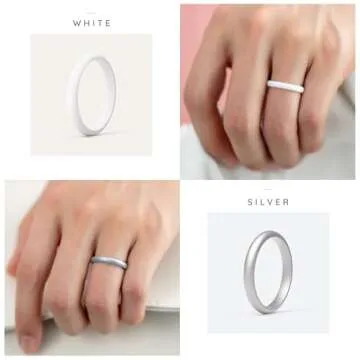 ThunderFit Women's Silicone Stackable Ring Sets for Activewear