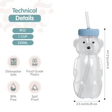 Honey Bear Straw Cup Set - 8oz Training Cups for Toddlers