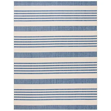 SAFAVIEH Courtyard Area Rug 8x11 Beige & Blue Non-Shedding