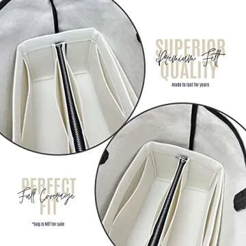 Divitize Premium Bag Organizer fits St louis PM Bag Organizer and St Louis GM Tote Bag Insert, Handmade 2mm Double Layered Oval Shaped Felt Snug Sturdy Silver Zipper (For St Louis GM, Scarlet)