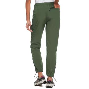 BALEAF Women's Hiking Pants Quick Dry Water Resistant Lightweight Joggers Pant for All Seasons Elastic Waist Army Green Size L
