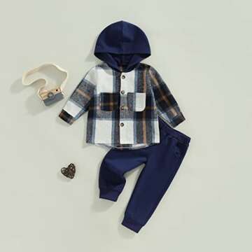 Toddler Unisex Baby Clothes Boys Girls Flannel Shirt Tops Plaid Hoodie Sweatshirt + Sweatpants Fall ...
