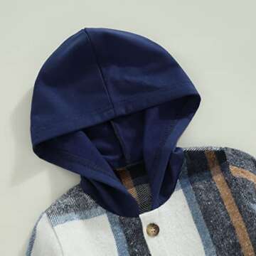 Toddler Unisex Baby Clothes Boys Girls Flannel Shirt Tops Plaid Hoodie Sweatshirt + Sweatpants Fall Winter Outfits (Navy Blue, 3-4 Years)