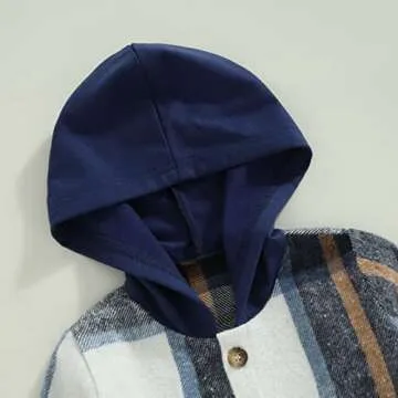 Toddler Unisex Baby Clothes Boys Girls Flannel Shirt Tops Plaid Hoodie Sweatshirt + Sweatpants Fall Winter Outfits (Navy Blue, 3-4 Years)