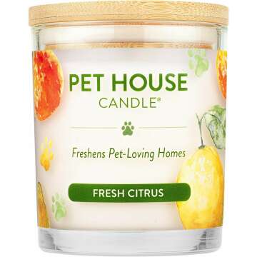 One Fur All Pet House Candle - Fresh Citrus - Eco-Friendly Odor Eliminator
