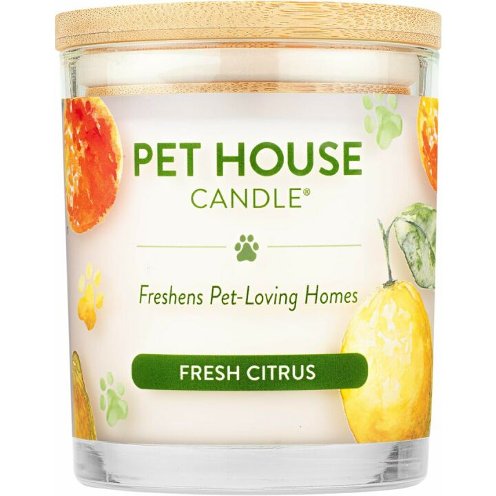 Fresh Citrus Pet House Candle - Eco-Friendly Odor Control