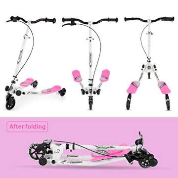 Scooter 3 Wheels Swing Wiggle Speeder for Kids Ages 3-8 with Adjustable Handlebar Height Self-Propelling Foldable Drifting Scooter