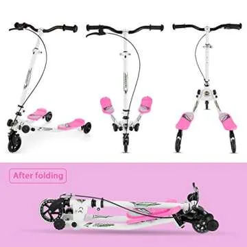 Scooter 3 Wheels Swing Wiggle Speeder for Kids Ages 3-8 with Adjustable Handlebar Height Self-Propelling Foldable Drifting Scooter