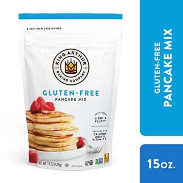 King Arthur Gluten Free Pancake Mix: Non-GMO, Kosher Certified, Easy-to-Prepare Breakfast Delight - Perfect for Fluffy, Delicious Pancakes (15 oz) - Packaging May Vary