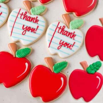 JOB JOL Cookie Cutters 4 PCS, for Back to School and Teacher Appreciation, Apple, Pencil, Paper, Ruler