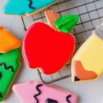 JOB JOL Cookie Cutters 4 PCS, for Back to School and Teacher Appreciation, Apple, Pencil, Paper, Ruler