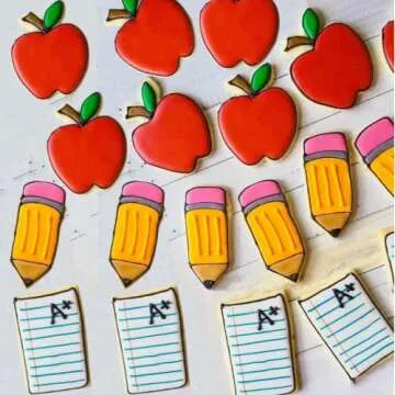 JOB JOL Cookie Cutters 4 PCS, for Back to School and Teacher Appreciation, Apple, Pencil, Paper, Ruler