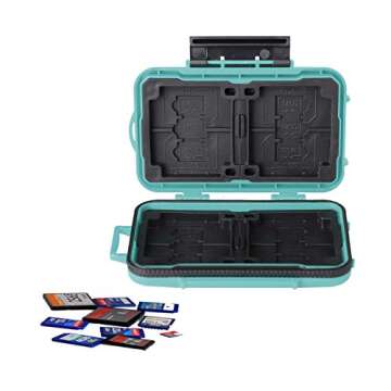 LYNCA 24 Slots Camera Memory Card Case Holder Water-Resistant Anti-Shock SD Card Case Holder Wallet for 8 SD Cards 4 CF Cards 12 Micro SD/TF Cards Storage Box, Compact Memory Cards Wallet (Green)