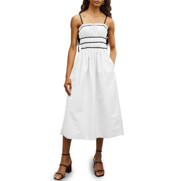 Wenrine Women's Summer Spaghetti Strap Midi Dress - Effortless Style and Comfort
