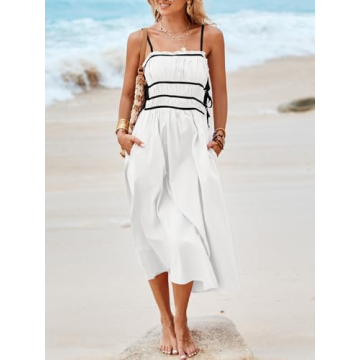 Summer Spaghetti Strap Midi Dress for Women