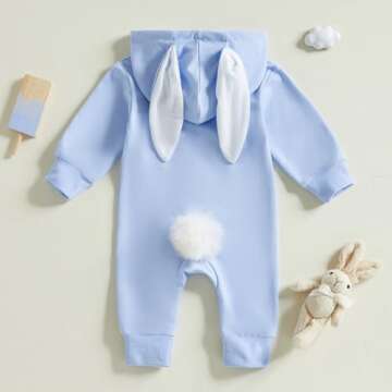 BemeyourBBs Infant Bunny Ear Hooded Romper for Easter