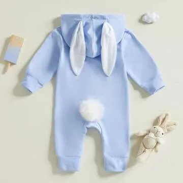 BemeyourBBs Infant Bunny Ear Hooded Romper for Easter