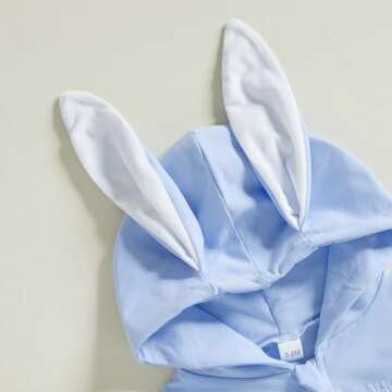 BemeyourBBs Infant Bunny Ear Hooded Romper for Easter