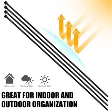 Bolt Dropper 12-Inch Black Zip Ties - Heavy Duty Nylon Cable Ties for Any Project