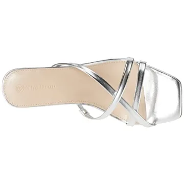 Amelie Strappy Square Toe Heeled Sandal in Silver