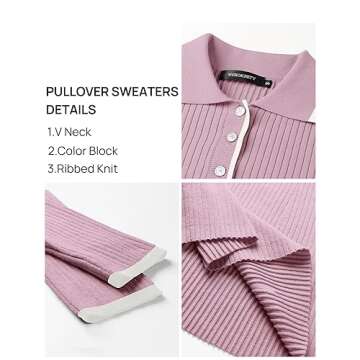 MEROKEETY Sweater Dress for Women Fall Button Down Collared Cozy Knit Solid Bodycon Cocktail Dresses, Purple, L