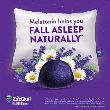 ZzzQuil PURE Zzzs Melatonin Sleep Aid Gummies, Helps You Fall Asleep Naturally, Wildberry Vanilla Flavor, Chamomile Lavender & Valerian Root, 1mg per gummy, 24 Count