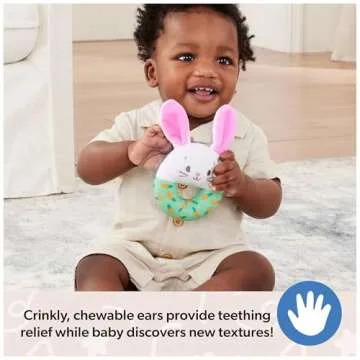 Ms. Rachel Official Hop Little Bunnies Soft Rattle Toy, Baby Teething Toys with Plush Bunny Cover, Toddler Toys for Girls & Boys for Ages 3 Months to 1+