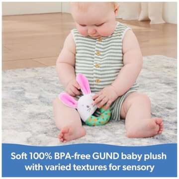 Ms. Rachel Official Hop Little Bunnies Soft Rattle Toy, Baby Teething Toys with Plush Bunny Cover, Toddler Toys for Girls & Boys for Ages 3 Months to 1+