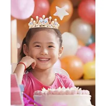 Vofler Flower Girl Crown, Princess Butterfly Tiara - Gold Crystal Rhinestone Pearl Headband for Kids Women Adults Birthday Wedding Quinceanera Pageant Prom Homecoming Halloween Mermaid Costume Party