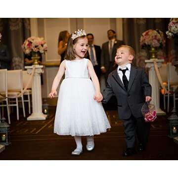 Vofler Flower Girl Crown, Princess Butterfly Tiara - Gold Crystal Rhinestone Pearl Headband for Kids Women Adults Birthday Wedding Quinceanera Pageant Prom Homecoming Halloween Mermaid Costume Party