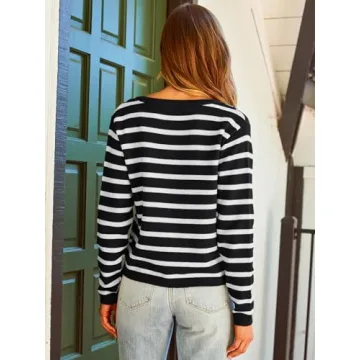 LILLUSORY Women’s Striped Cardigan - Fashionable Layering Top
