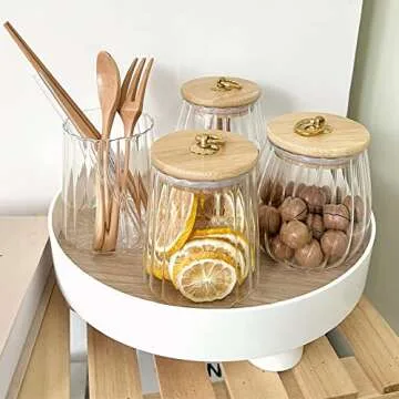 Galazzz 38 FL OZ Glass Jars with Bamboo Lids, Glass Containers with Airtight Lids for Storage, Large Candy Jars for Coffee Nuts Cookie, Decorative Glass Canister, 1130ml Conical