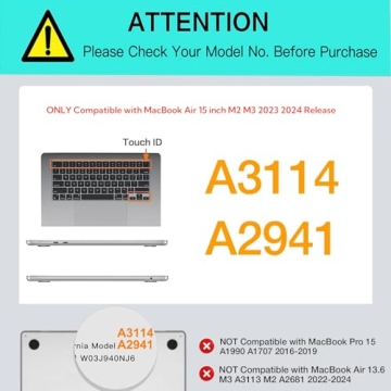 BYCeKe Chic MacBook Air Case for 15 inch 2024 2023 Release