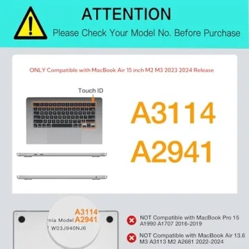 BYCeKe Chic MacBook Air Case for 15 inch 2024 2023 Release