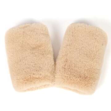 LA CARRIE Women Fingerless Faux Fur Gloves Smooth Furry Soft Fuzzy Plush Winter Cold Warmer Cuffs Bl...