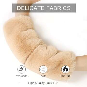 LA CARRIE Women Fingerless Faux Fur Gloves Smooth Furry Soft Fuzzy Plush Winter Cold Warmer Cuffs Black White for Girls(Beige)