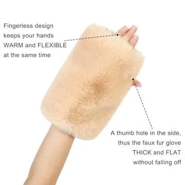 LA CARRIE Women Fingerless Faux Fur Gloves for Winter