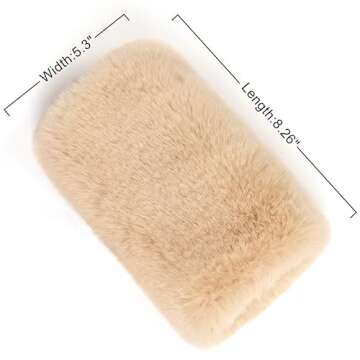 LA CARRIE Women Fingerless Faux Fur Gloves Smooth Furry Soft Fuzzy Plush Winter Cold Warmer Cuffs Black White for Girls(Beige)