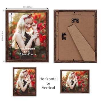 PETAFLOP Wooden 8x10 Picture Frame Set of 18, Rustic Brown Photo Frames Fits 8 by 10 for Wall or Tab...