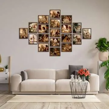 PETAFLOP Wooden 8x10 Picture Frame Set of 18, Rustic Brown Photo Frames Fits 8 by 10 for Wall or Tabletop Display