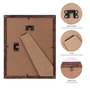 PETAFLOP Wooden 8x10 Picture Frame Set of 18, Rustic Brown Photo Frames Fits 8 by 10 for Wall or Tabletop Display