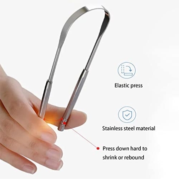 Yiwafu 2 Pack Stainless Steel Tongue Scraper for Fresh Breath
