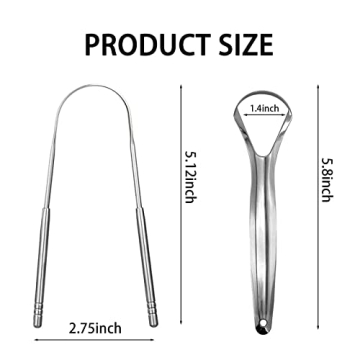 Yiwafu 2 Pack Stainless Steel Tongue Scraper for Fresh Breath