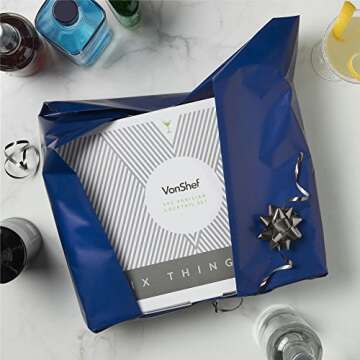 VonShef Premium Parisian Cocktail Shaker Barware Set in Gift Box with Recipe Guide, Cocktail Strainers, Twisted Bar Spoon, Jigger, Muddler and Pourers, Copper, 9 Piece