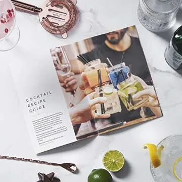 VonShef Premium Parisian Cocktail Shaker Barware Set in Gift Box with Recipe Guide, Cocktail Strainers, Twisted Bar Spoon, Jigger, Muddler and Pourers, Copper, 9 Piece