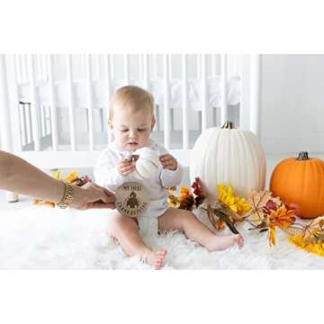 Kate & Milo Baby’s First Year Milestone Prop Cards, Baby’s First Holiday’s, Baby’s First Christmas Double Sided Reversible Photo Props, Stocking Stuffer Gift for New and Expecting Moms, Wooden