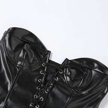 Hedmy Women's Faux Leather Corset Bodysuit for Parties